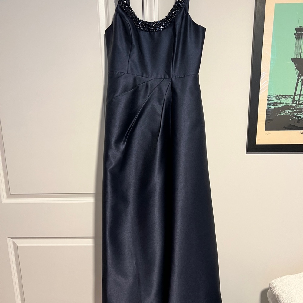 Adrianna Papell Blue Sleeveless Maxi Gown w/ Pockets